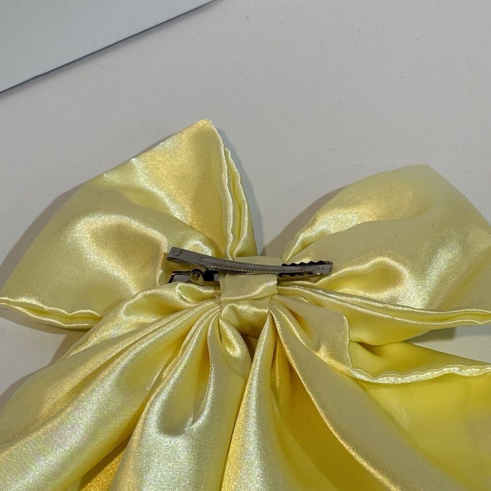 Large Satin Bow Barrettes Women Ribbon Hair Clips Hairpins for Styling Yellow - Picture 8 of 16